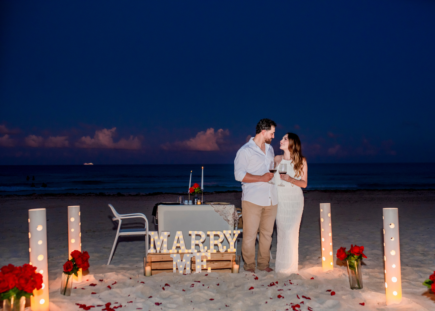 Cena romántica Playa Cancún