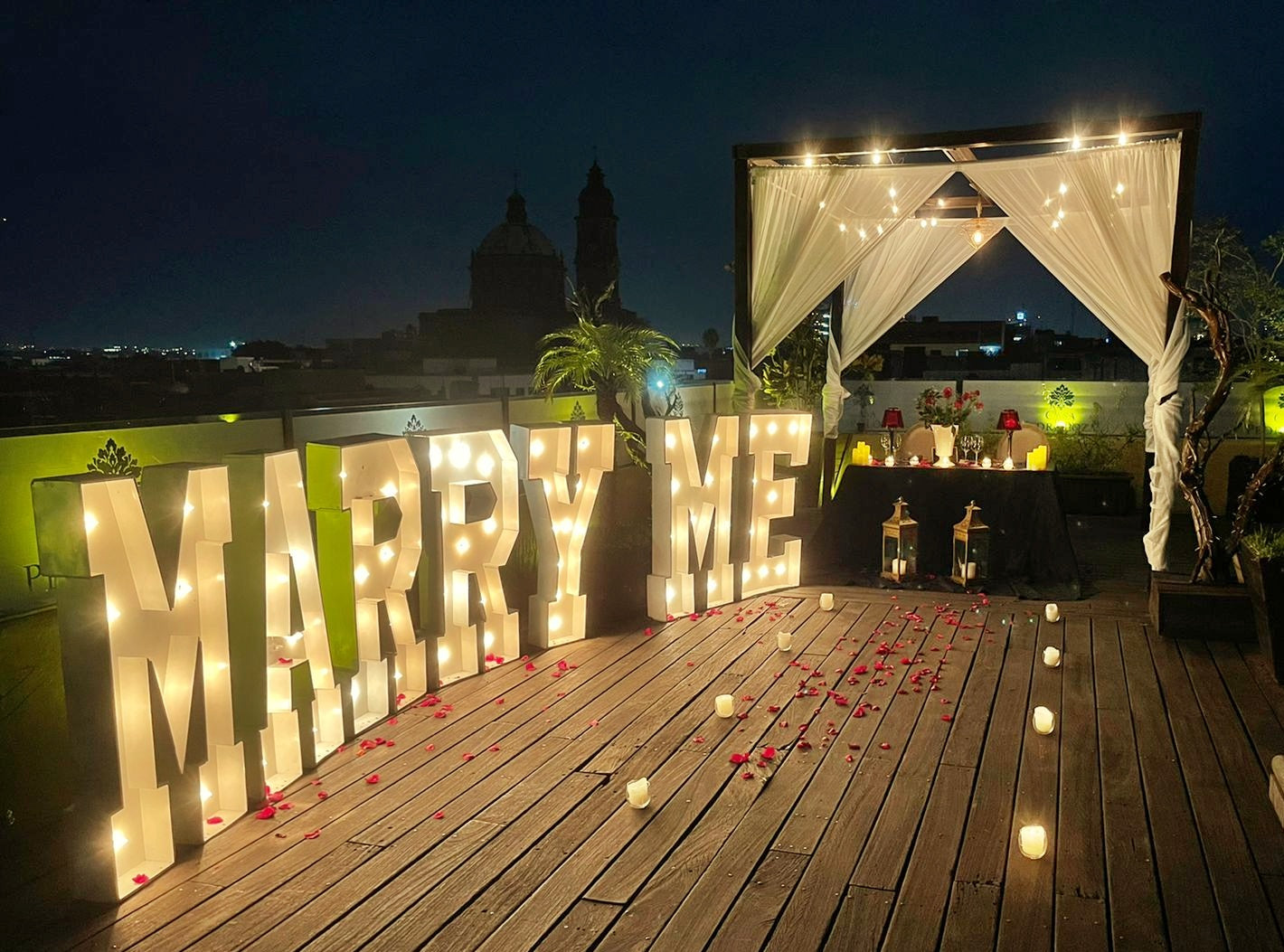 Cena romantica terraza Guadalajara