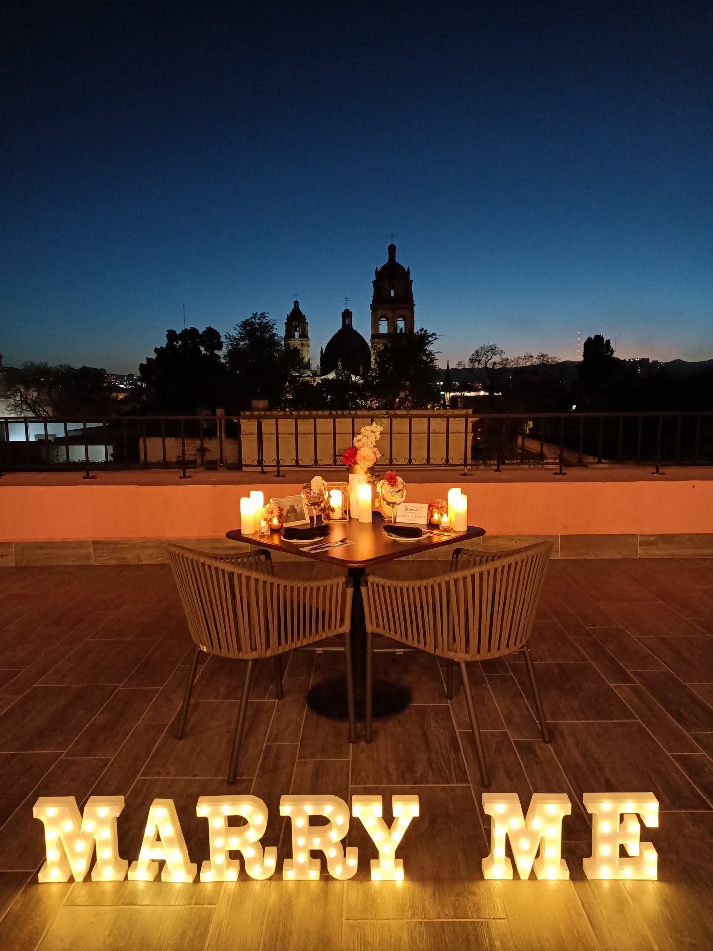 Cena romántica en terraza San Luis Potosí