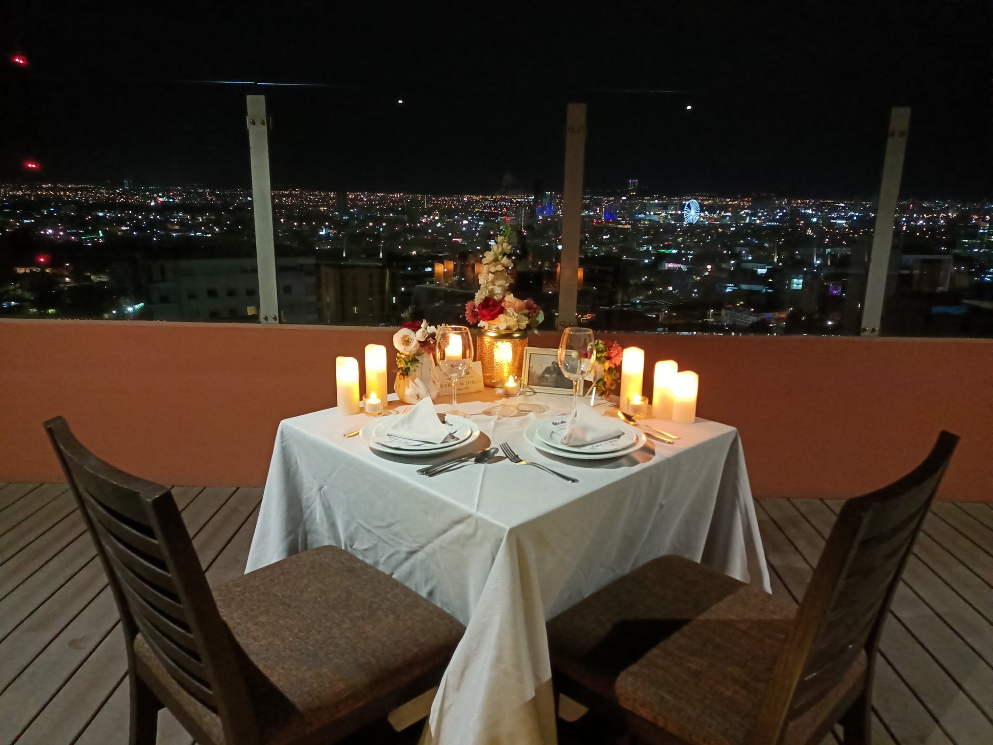 Cena romántica con vista en Puebla